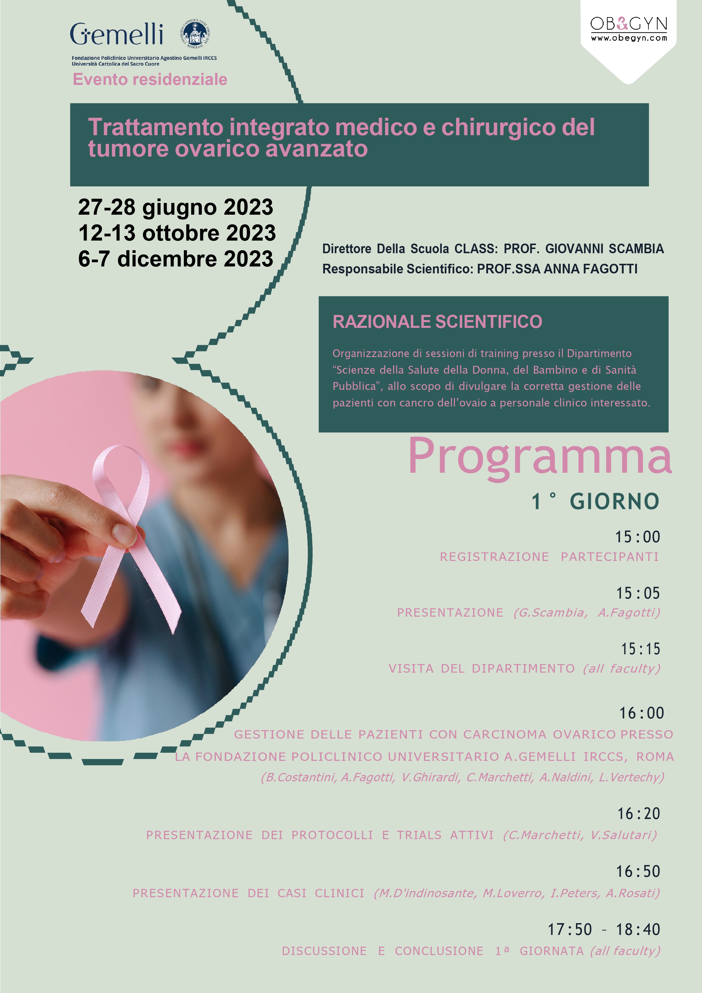 Programma Trattamento integrato medico e chirurgico del tumore ovarico avanzato - giugno 2023