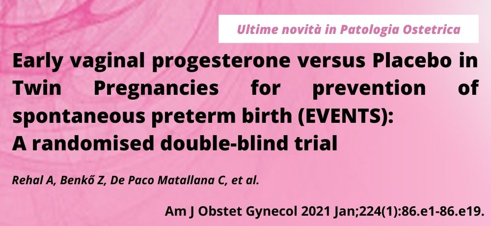 Early vaginal progesterone versus Placebo in Twin Pregnancies for prevention of spontaneous preterm birth (EVENTS): A randomised double-blind trial